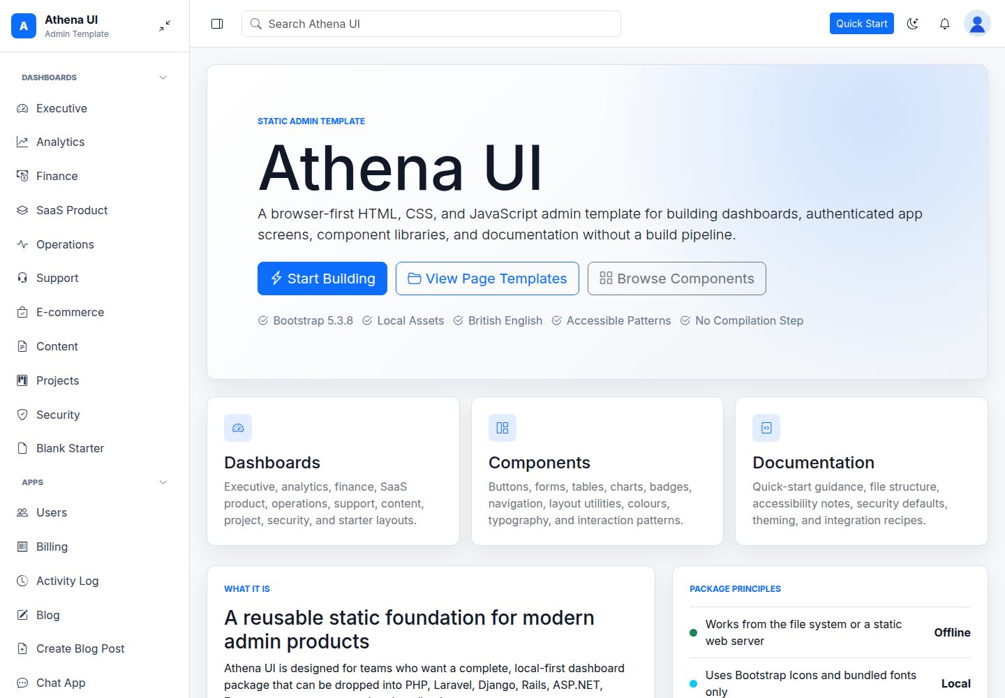 athena-ui 网站模板截图