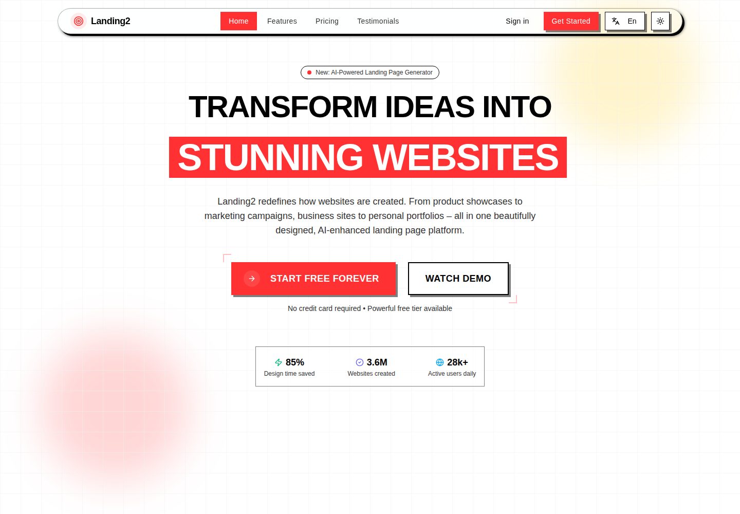 shadcn-landing-page 网站模板截图