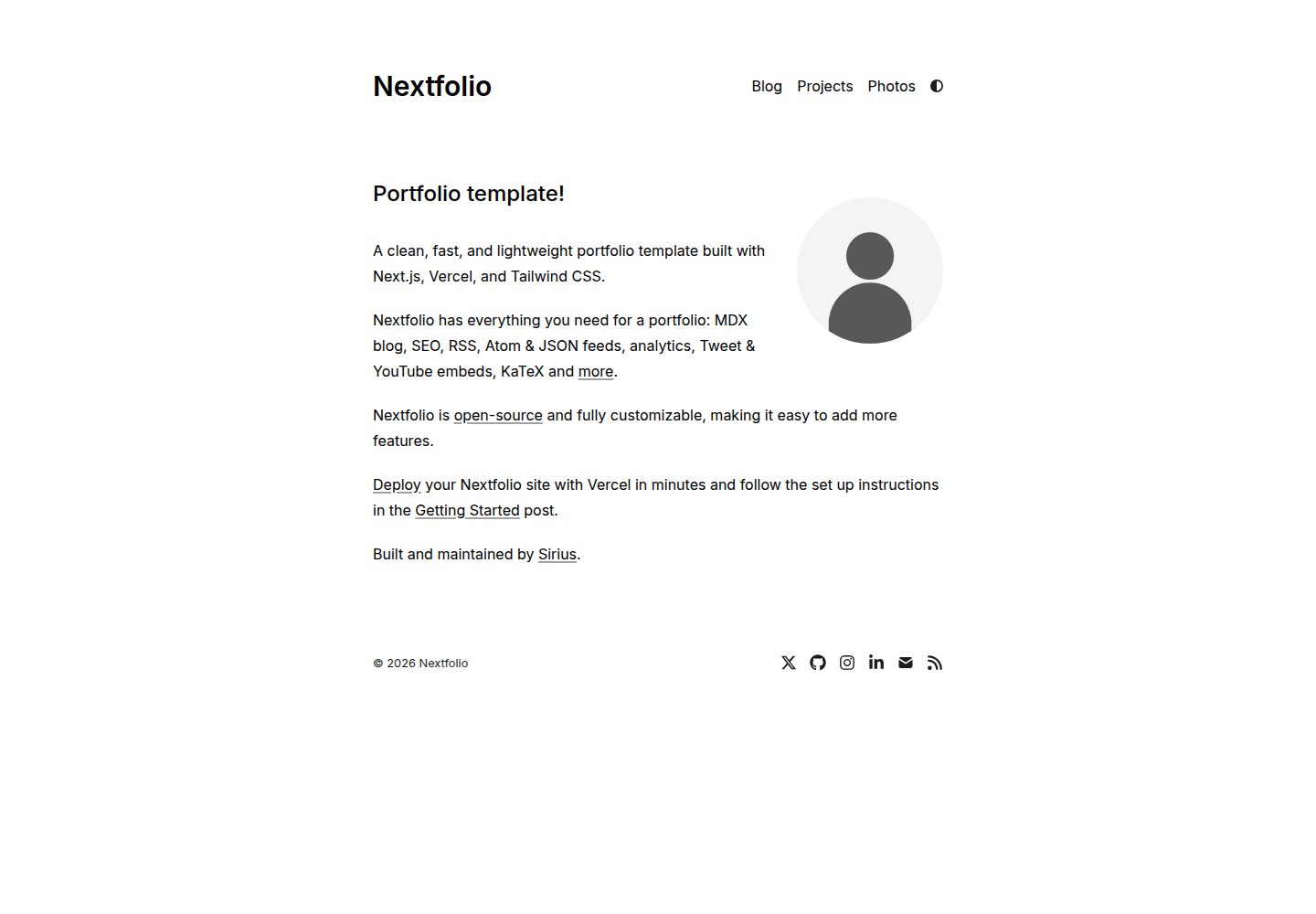 Nextfolio 网站模板截图