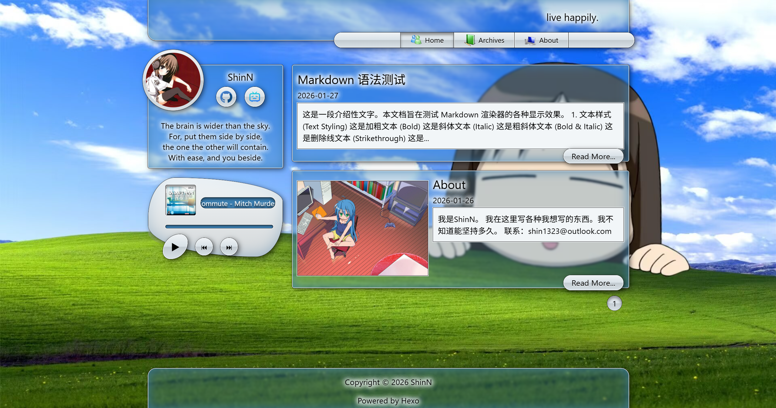 hexo-theme-aero 网站模板截图