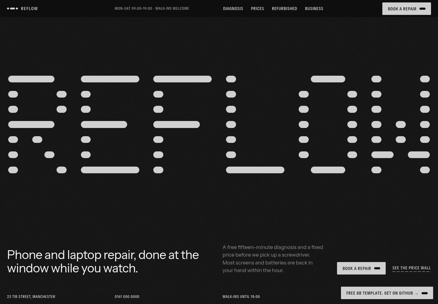 repair-shop-website-template · 桌面端首页