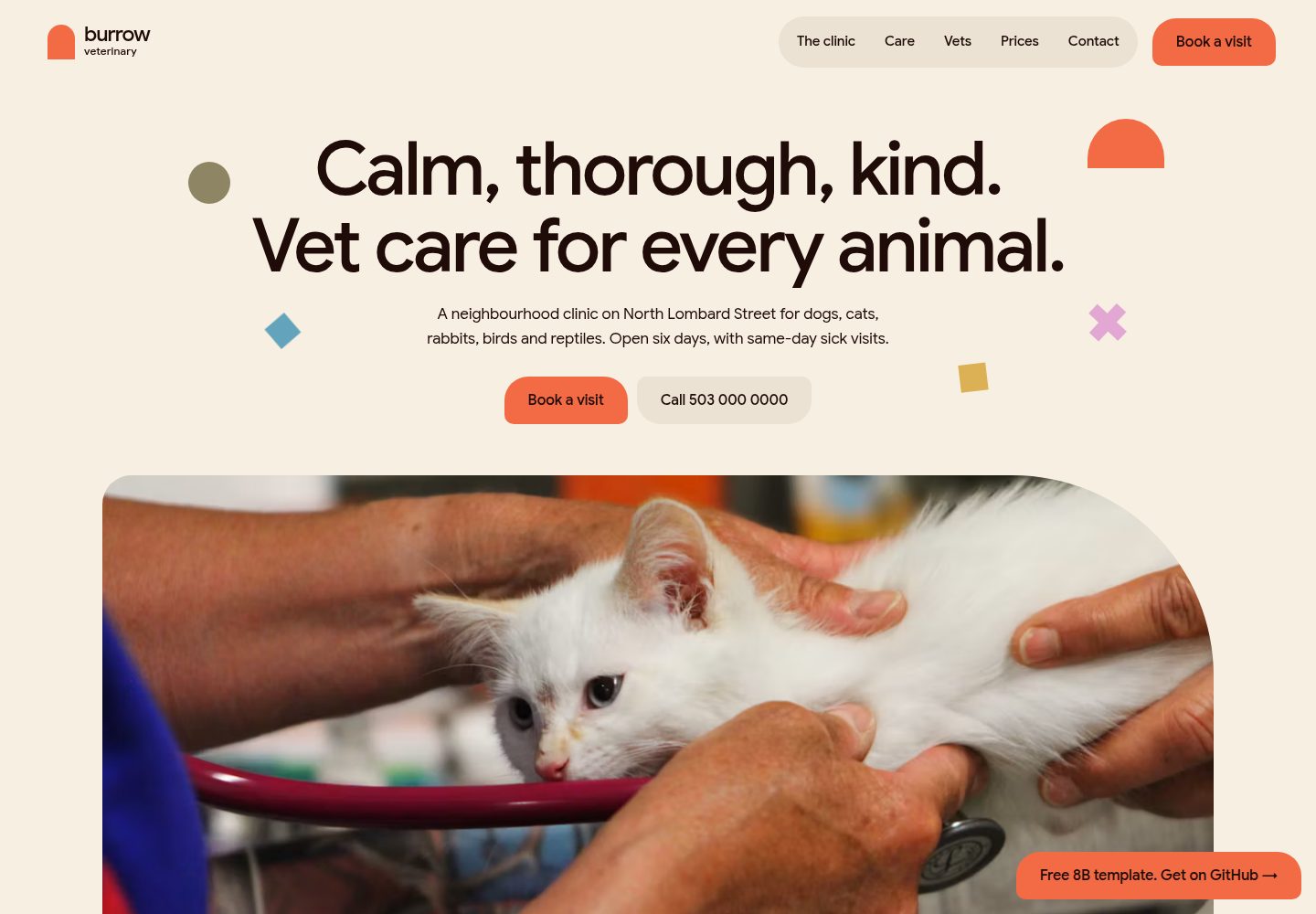 veterinary-website-template · 桌面端首页