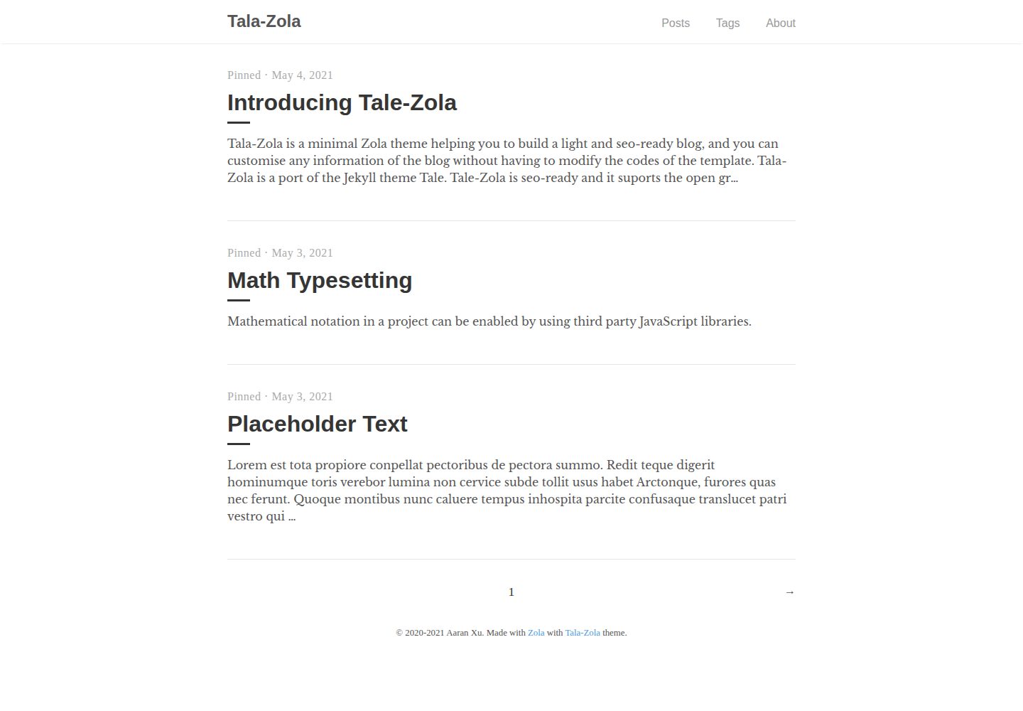 tale-zola 网站模板截图