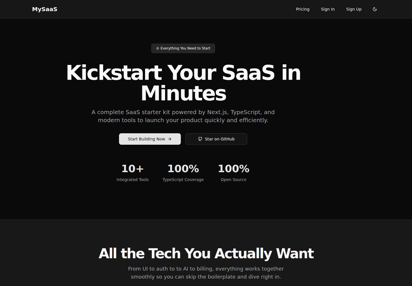 nextjs-saas-starter 网站模板截图