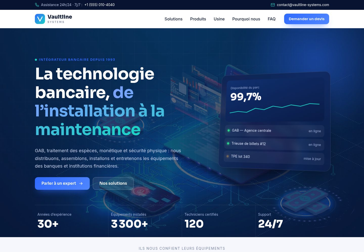 fintech-company-template · 桌面端首页