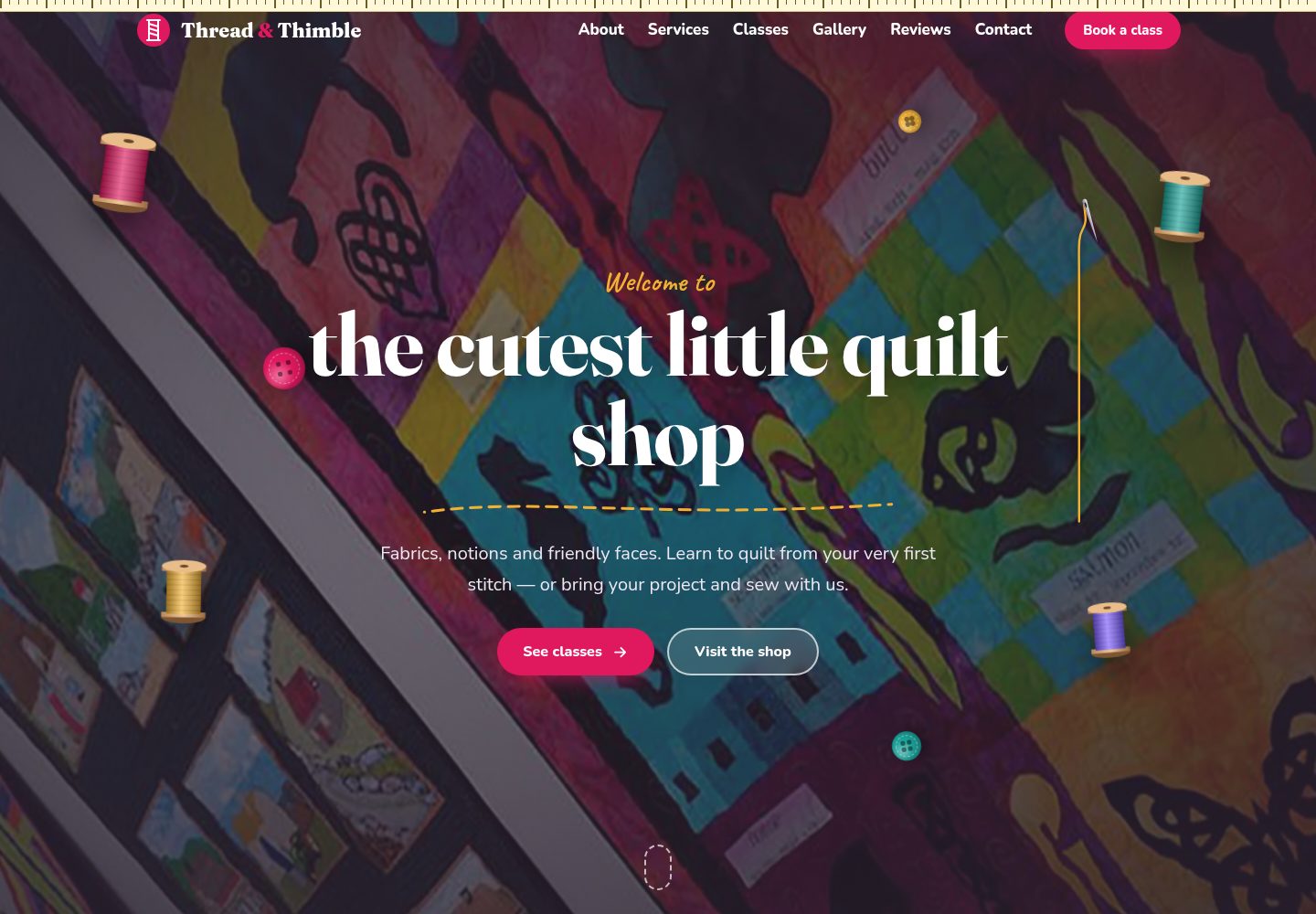 quilt-shop-template · Desktop homepage