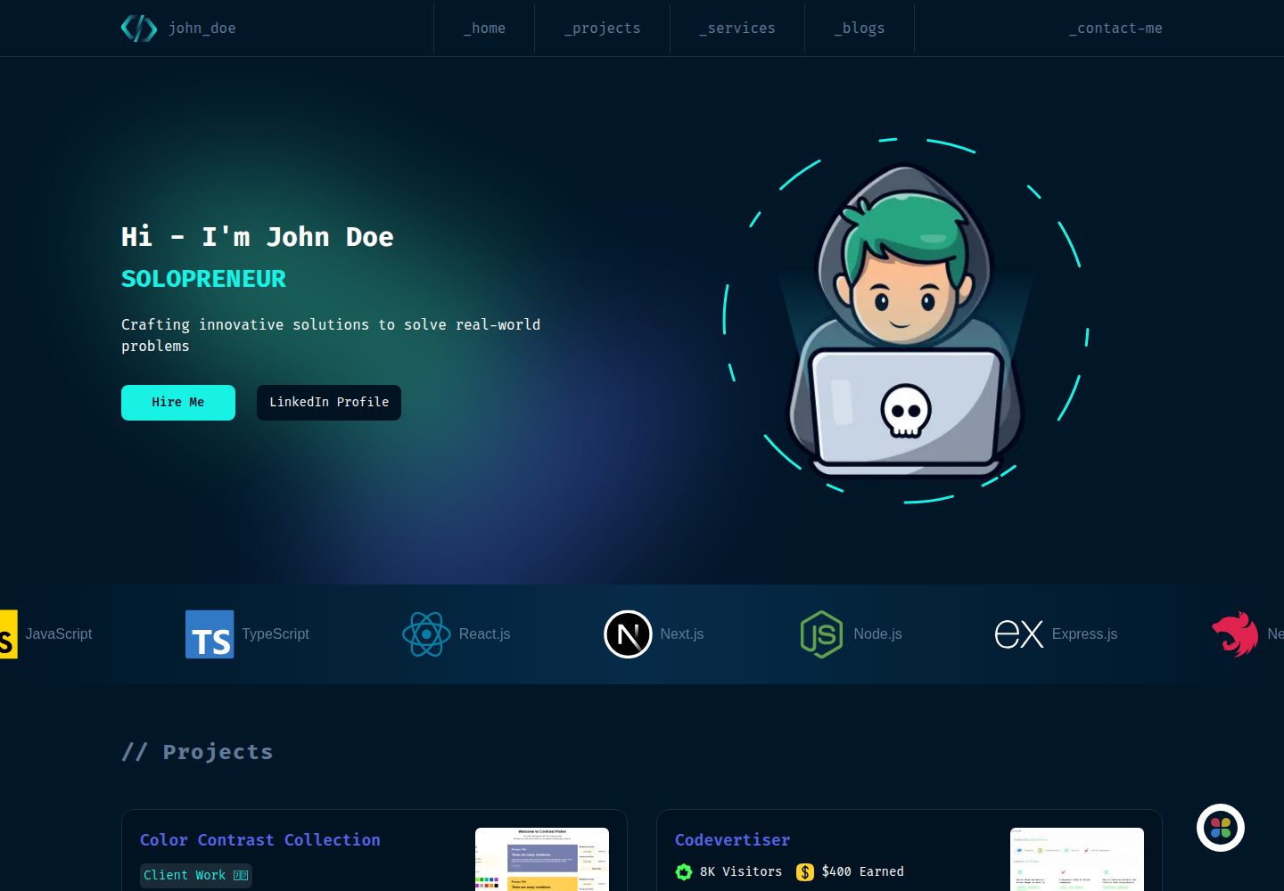 nextjs-portfolio-template 网站模板截图