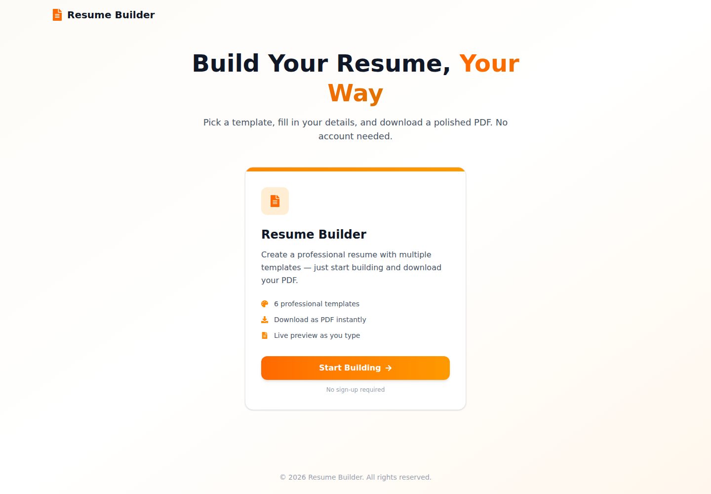 Resume-Builder 网站模板截图