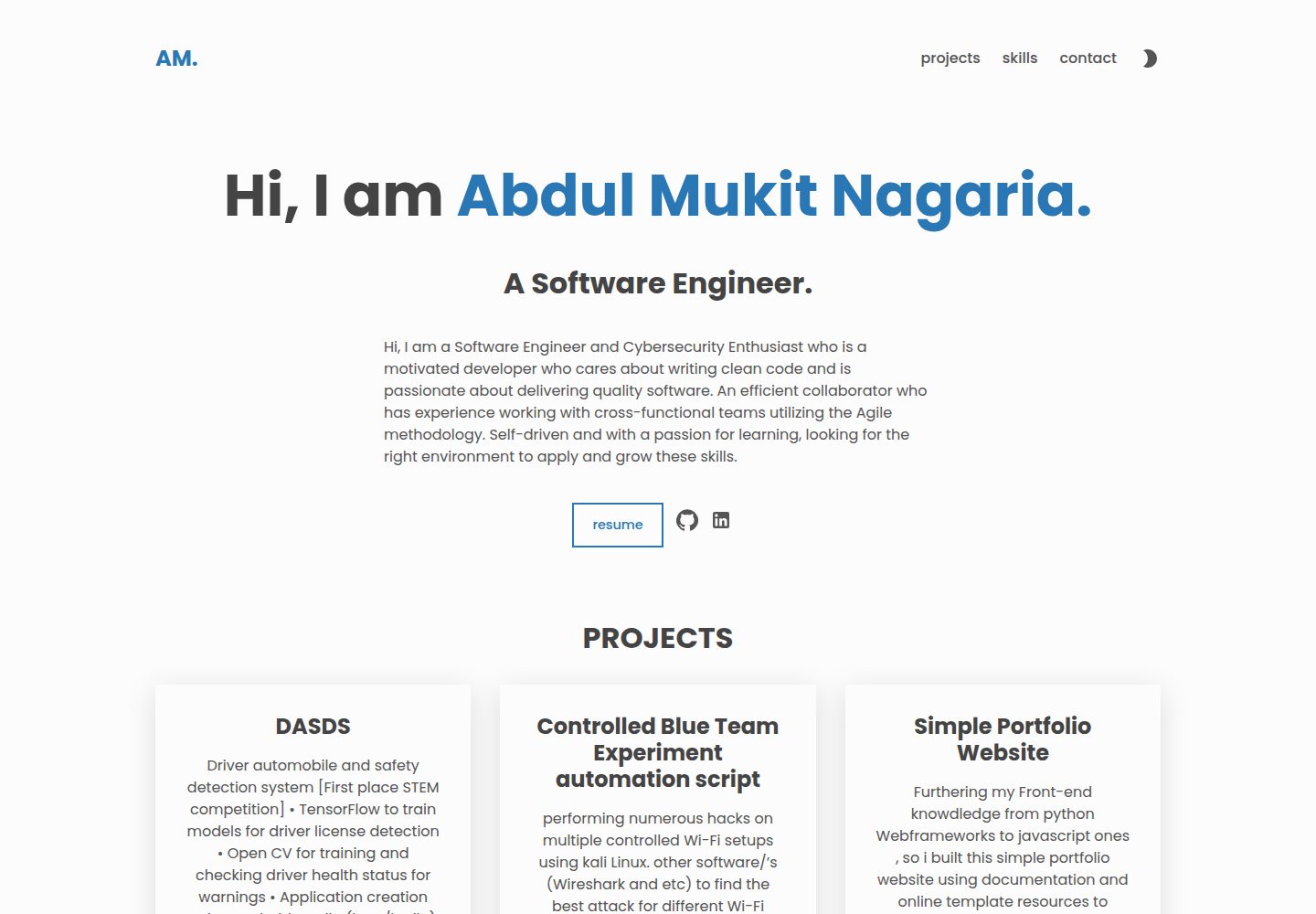 SimplePortfolio · 桌面端首页