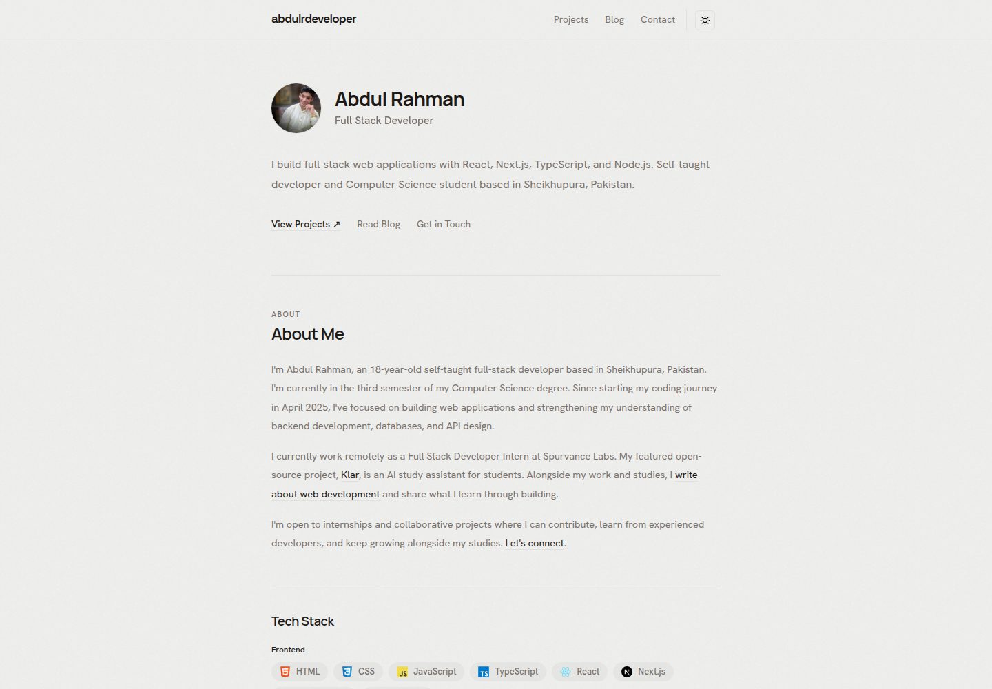abdul-portfolio-tamplate · Desktop homepage