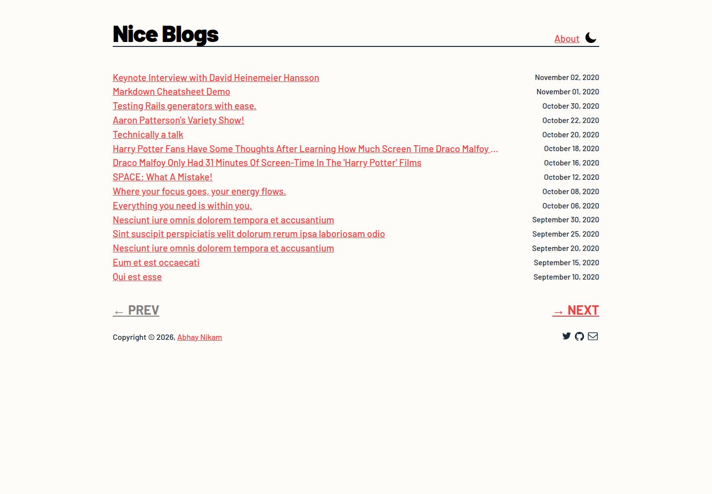 gatsby-nice-blog 网站模板截图