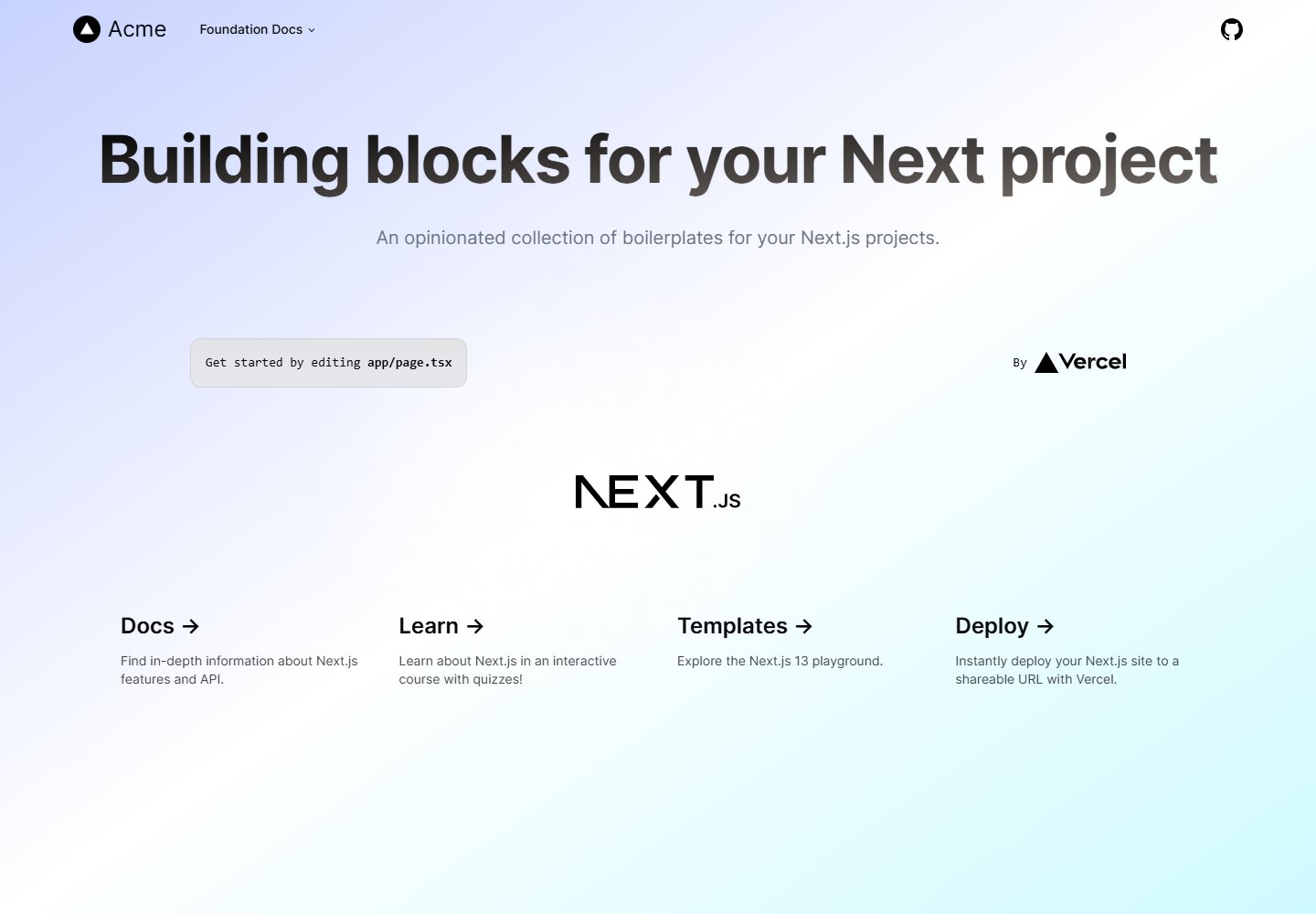 create-next-app · Desktop homepage