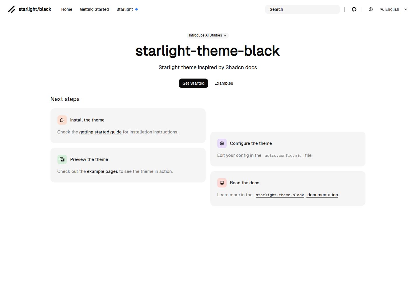 starlight-theme-black 网站模板截图