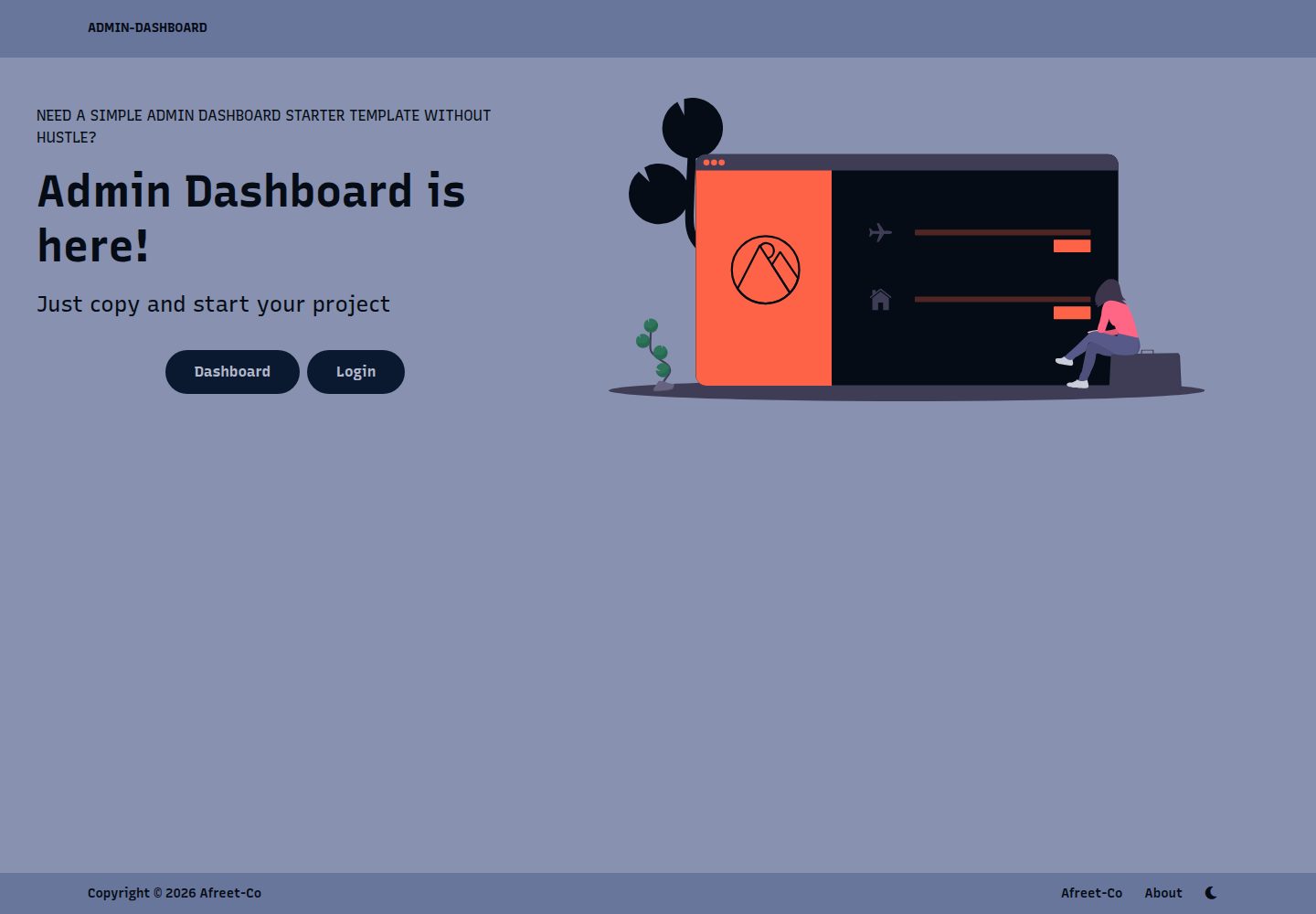 admin-dashboard-ts · Desktop homepage