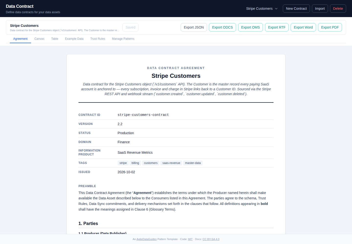 data-contract 网站模板截图