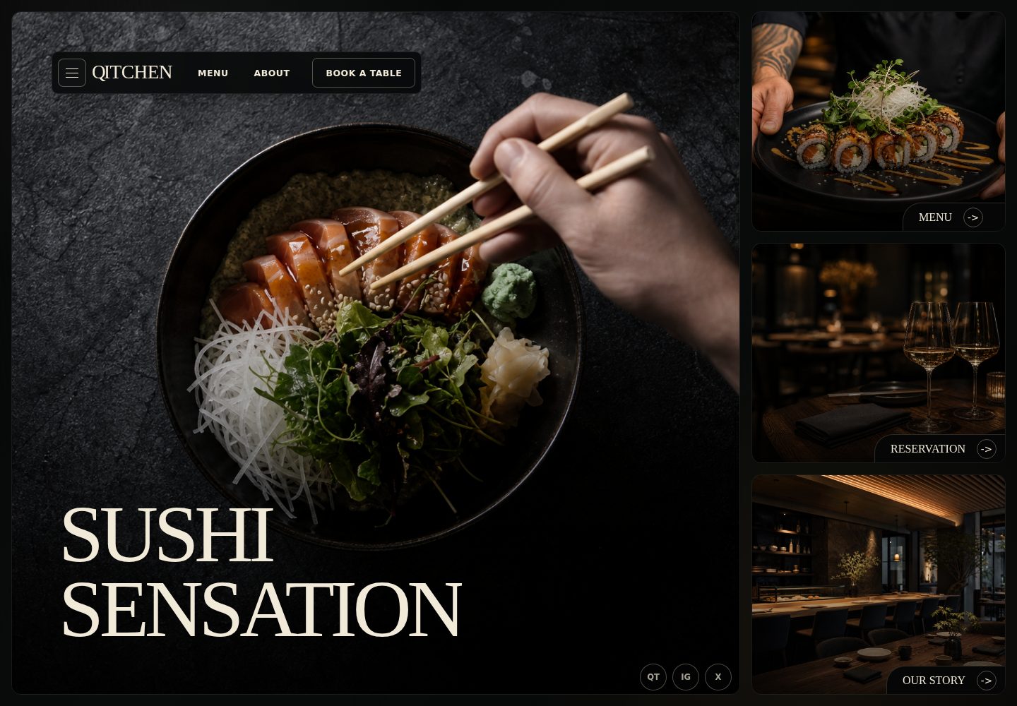 qitchen-animated-restaurant-website · 桌面端首页