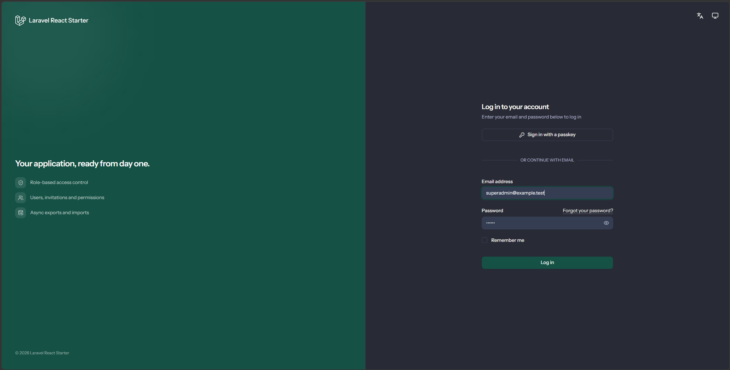 laravel-react-inertia-starter-kit 网站模板截图