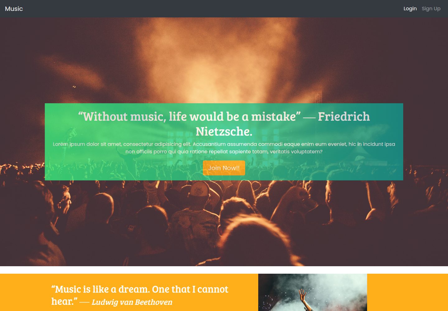 bootstrap-music-website 网站模板截图