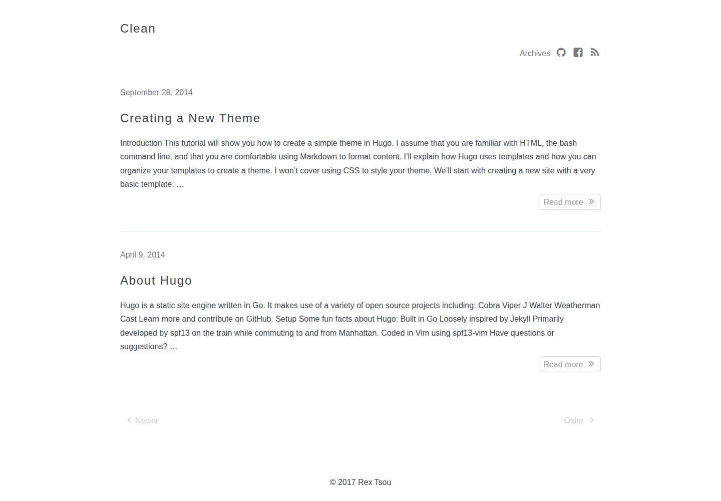clean · Desktop homepage