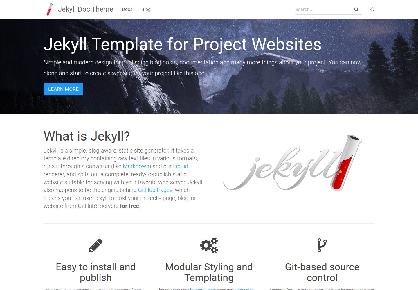 jekyll-doc-theme 网站模板截图