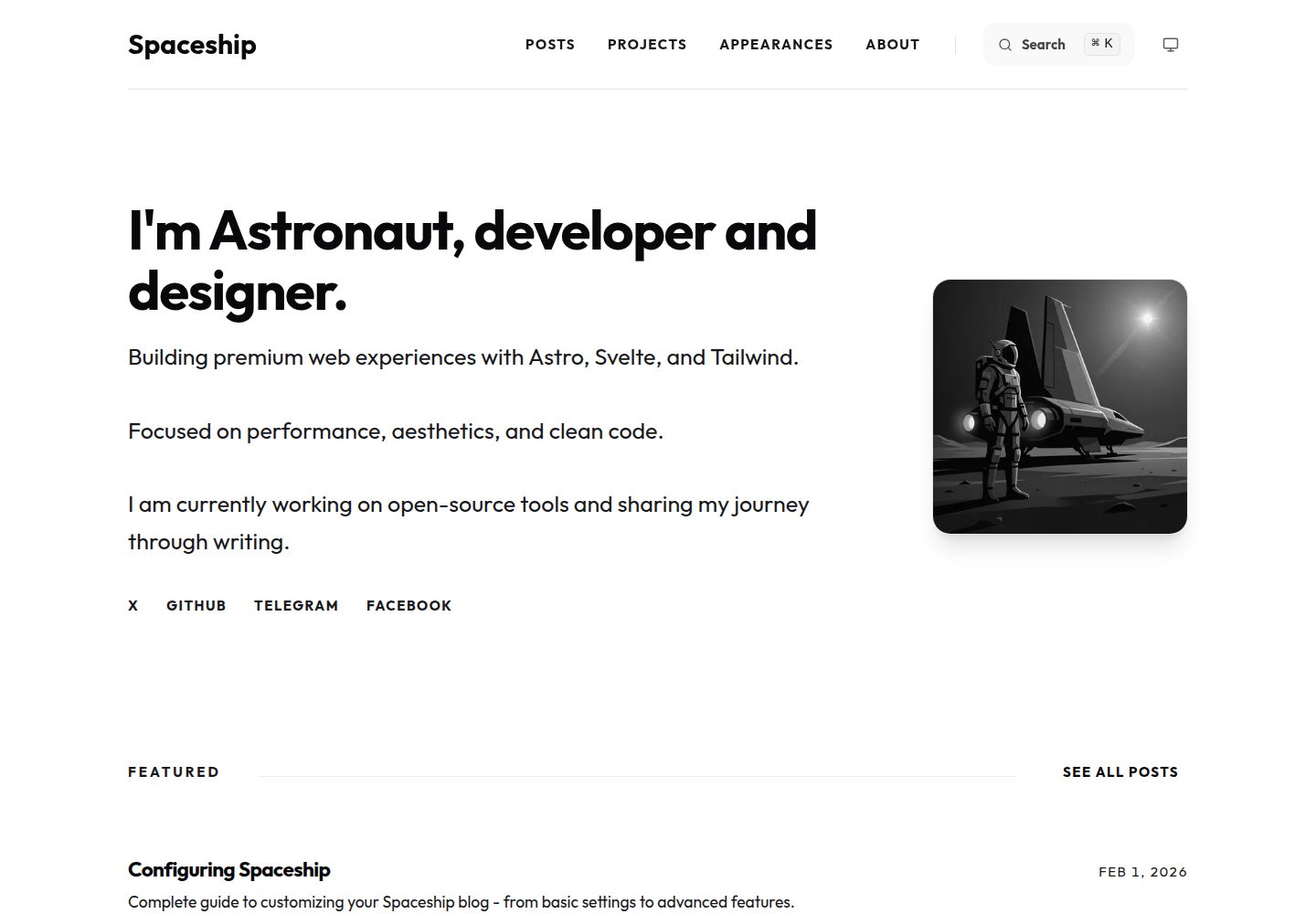 spaceship 网站模板截图