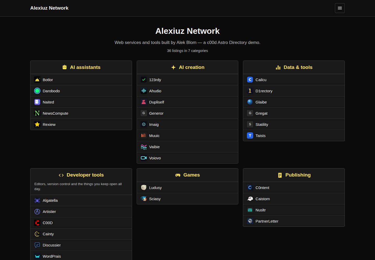 c00d-astro-directory 网站模板截图