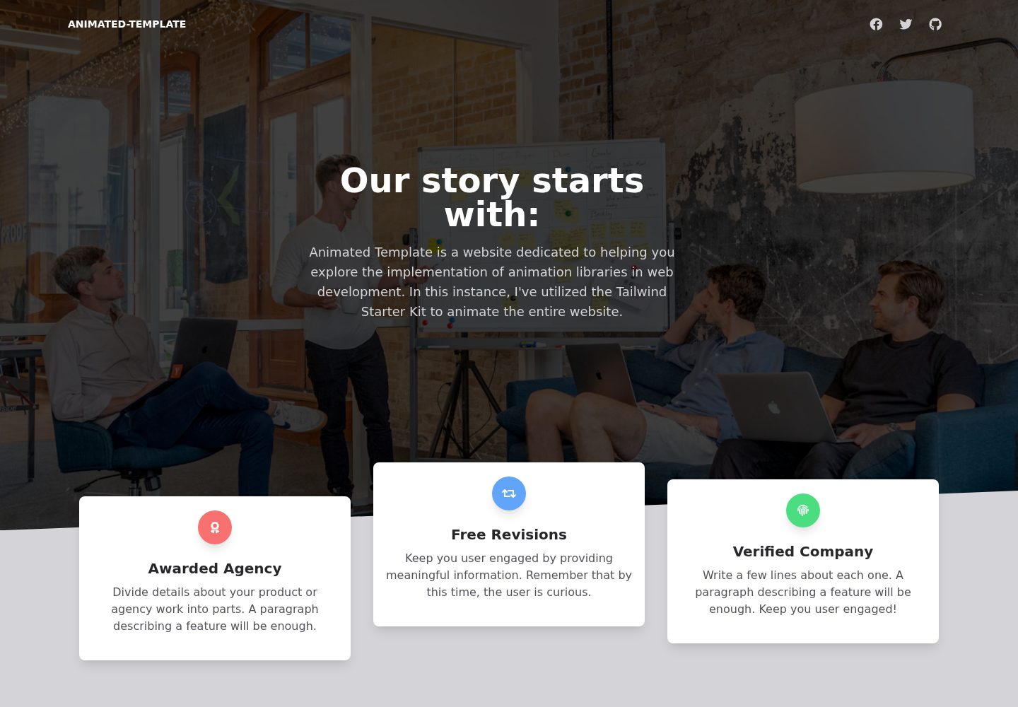 Animated-Template · Desktop homepage