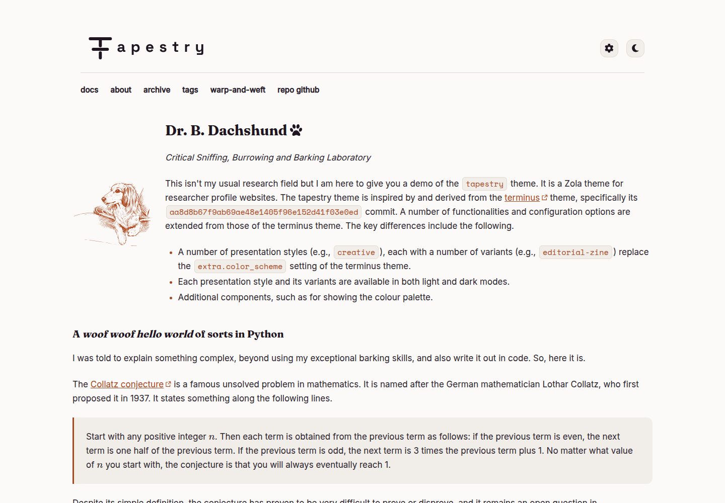 theme-tapestry-dev 网站模板截图