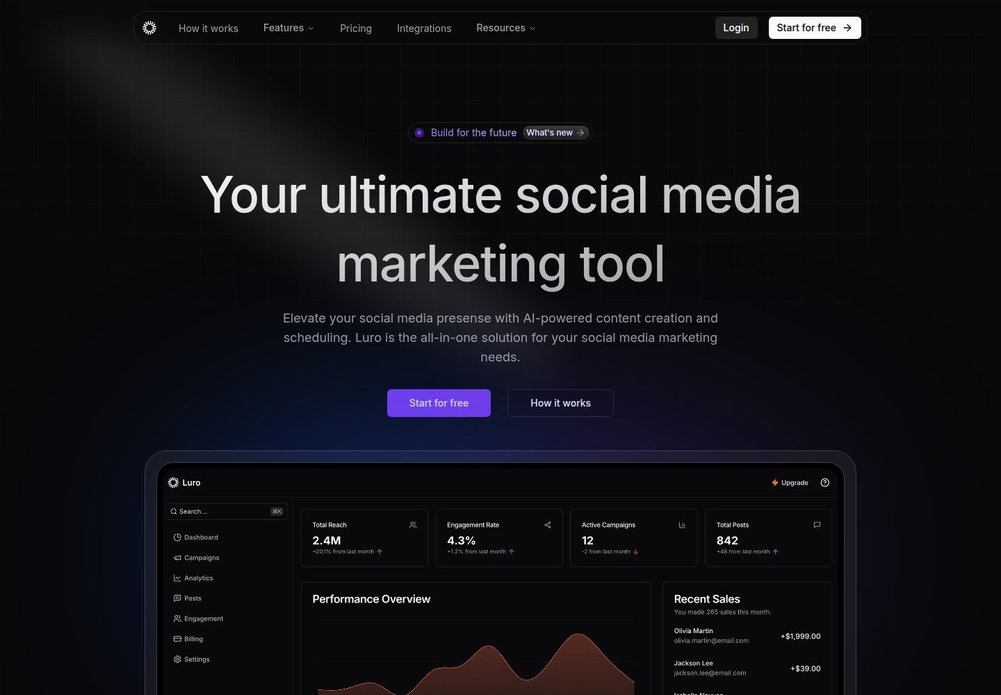luroai-nextjs-frontend-app · Desktop homepage