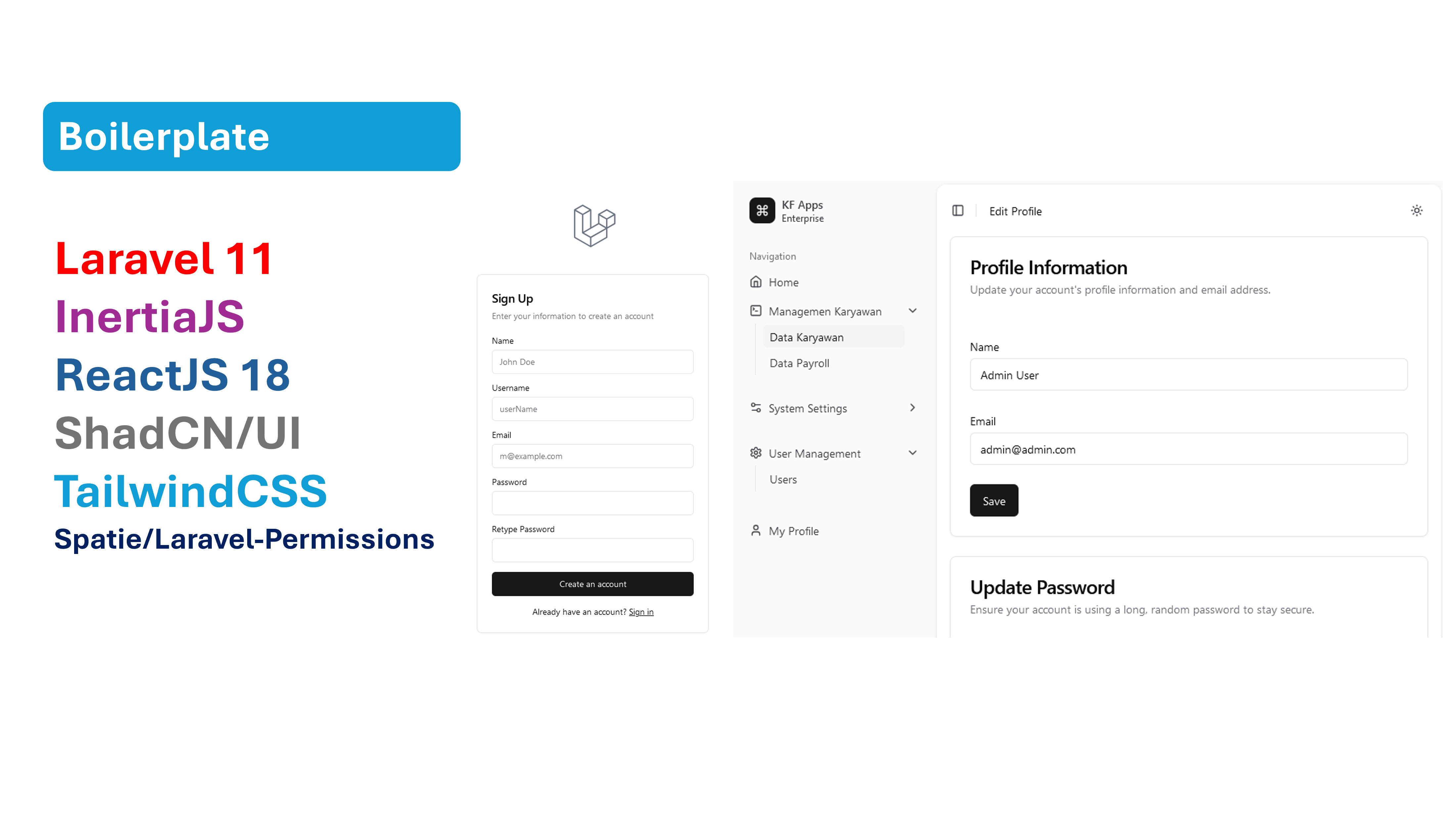 laravel-react-admin-boilerplate 网站模板截图