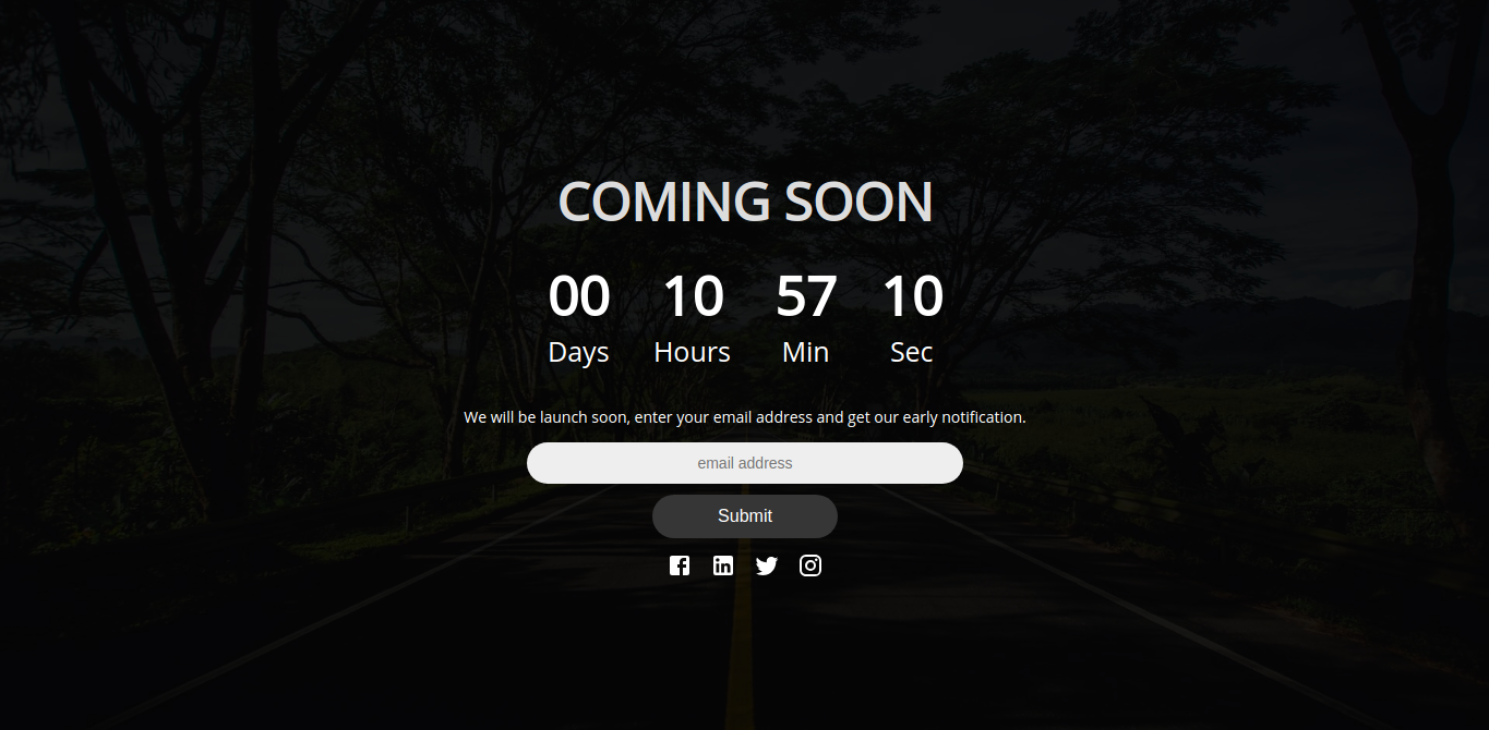 react-coming-soon-template 网站模板截图