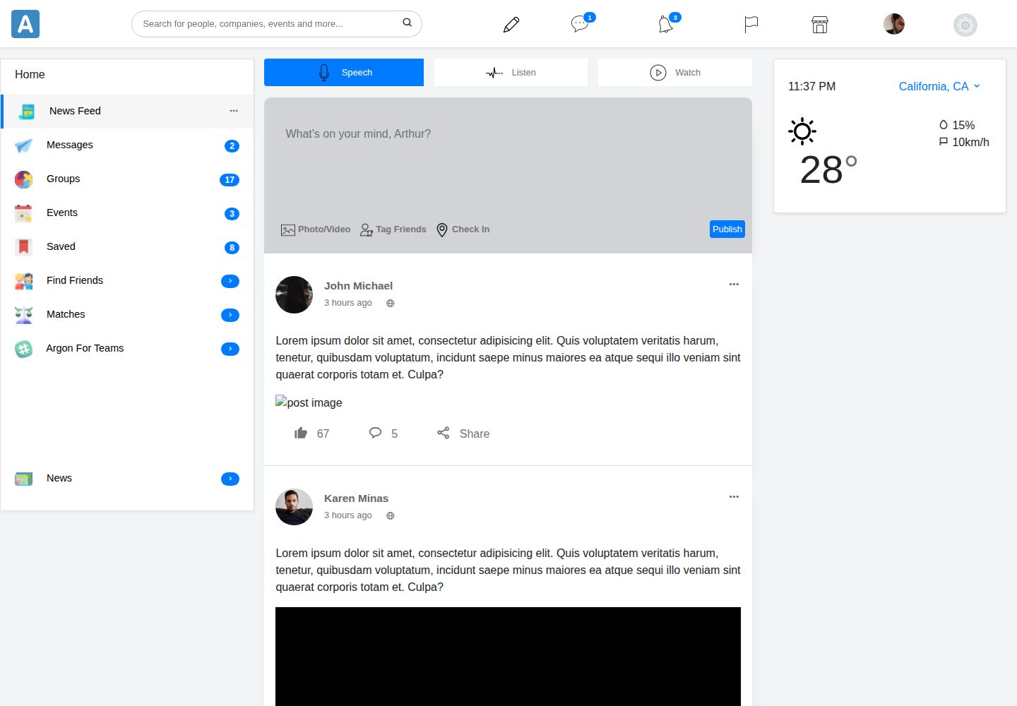 argon-social 网站模板截图