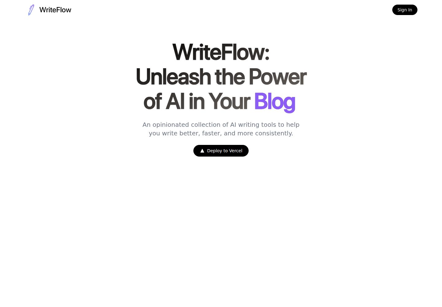 writeflow · Desktop homepage