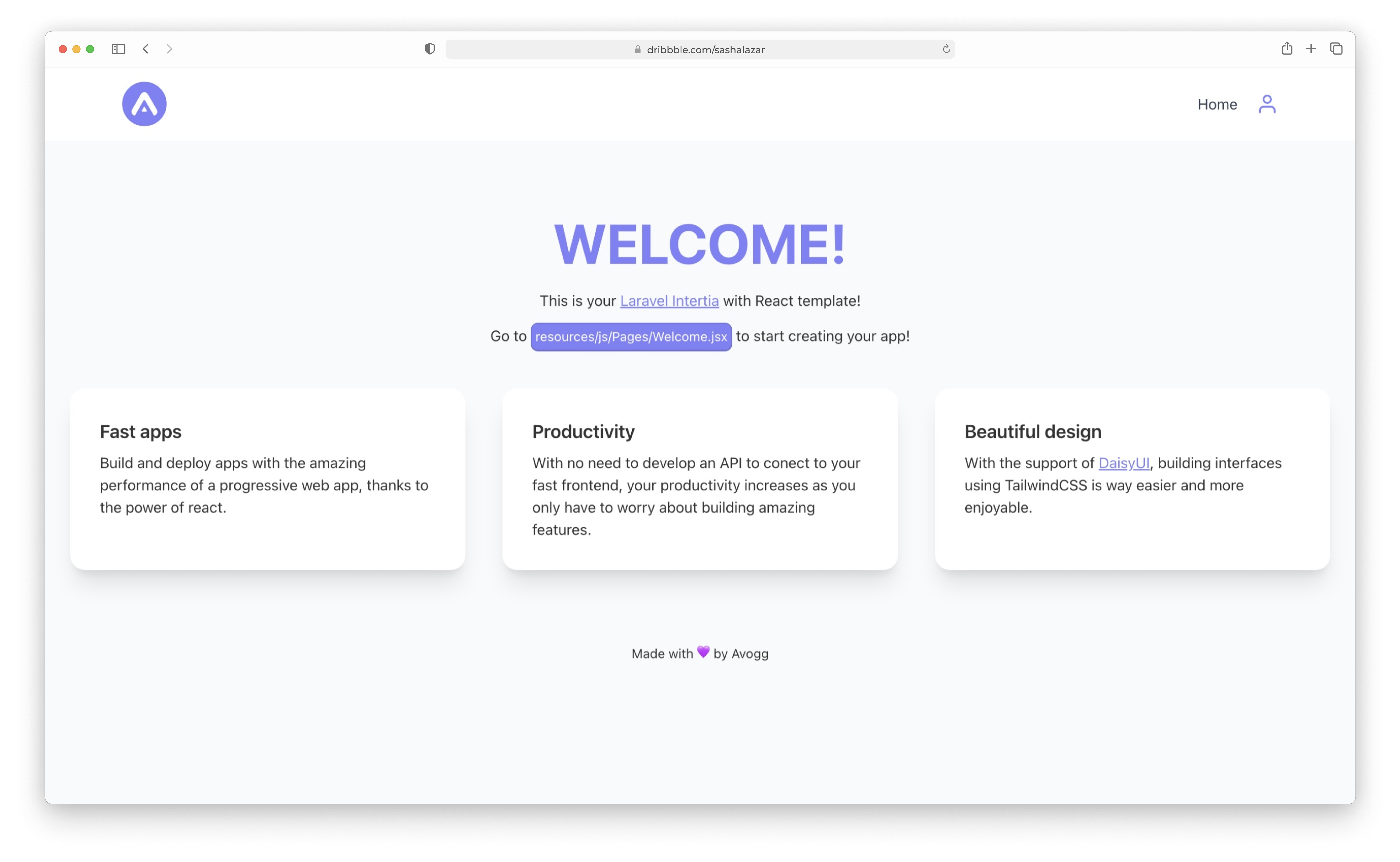 laravel-inertia-react-starter Website Template Screenshot