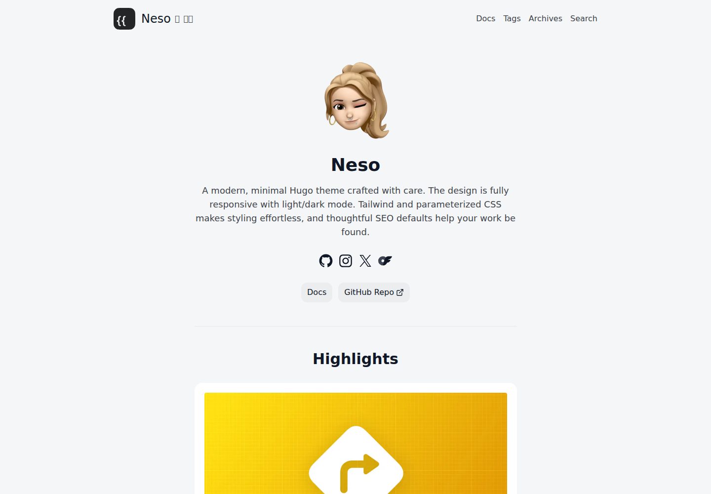 hugo-neso 网站模板截图