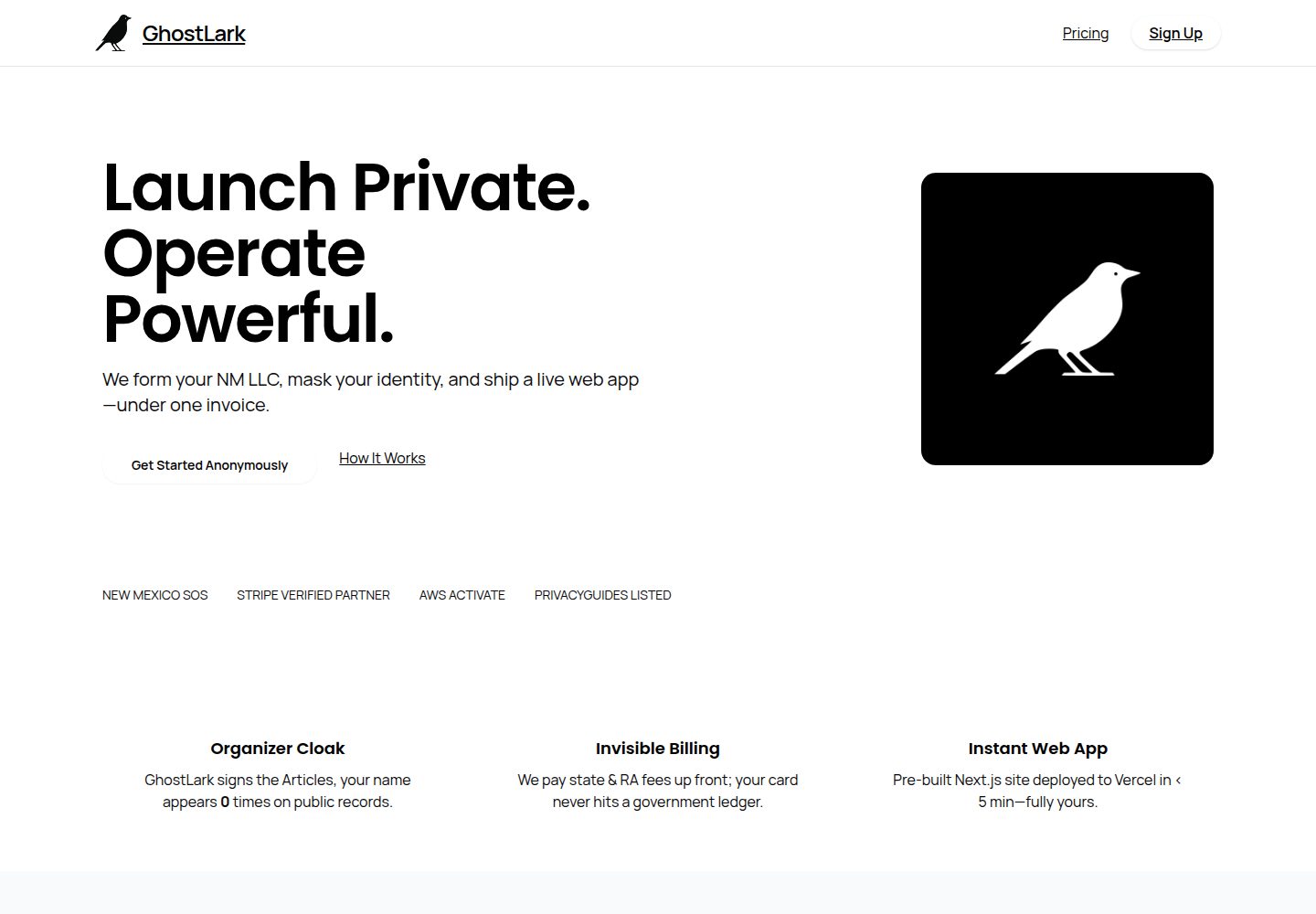 ghostlark-frontend 网站模板截图