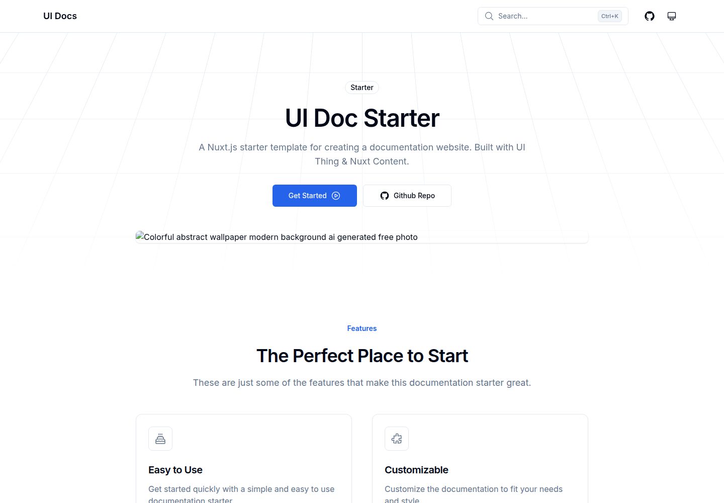 ui-doc-starter 网站模板截图