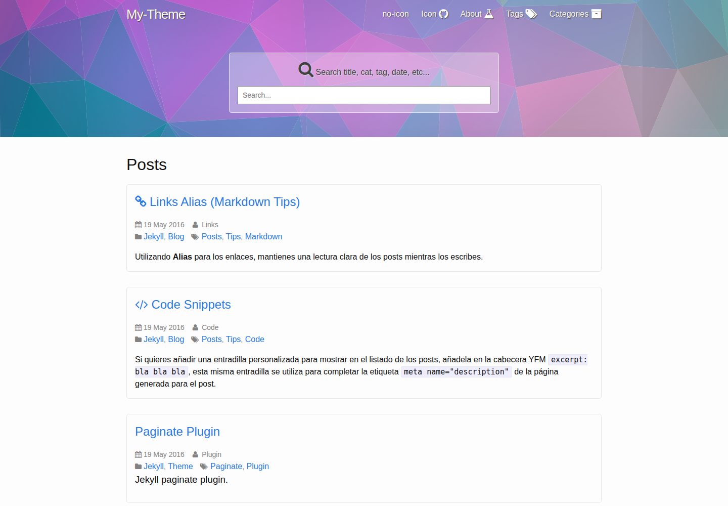 Jekyll-Blog_1Column-Example 网站模板截图