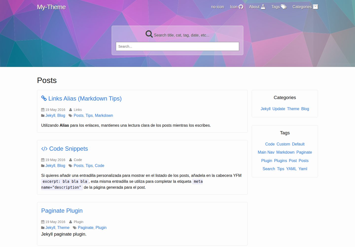 Jekyll-Blog_2Columns-Example 网站模板截图
