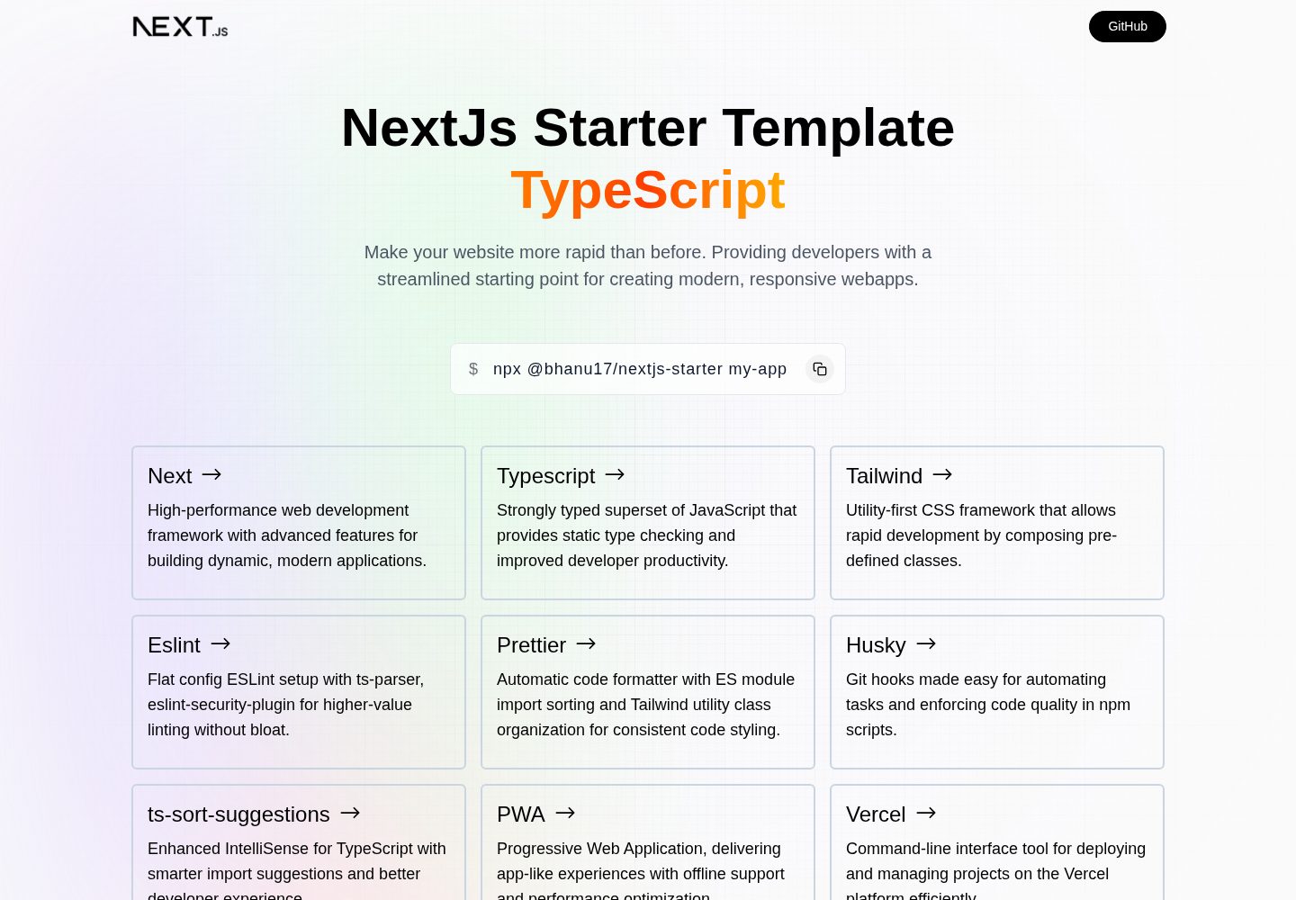 Nextjs15-Starter-Template 网站模板截图