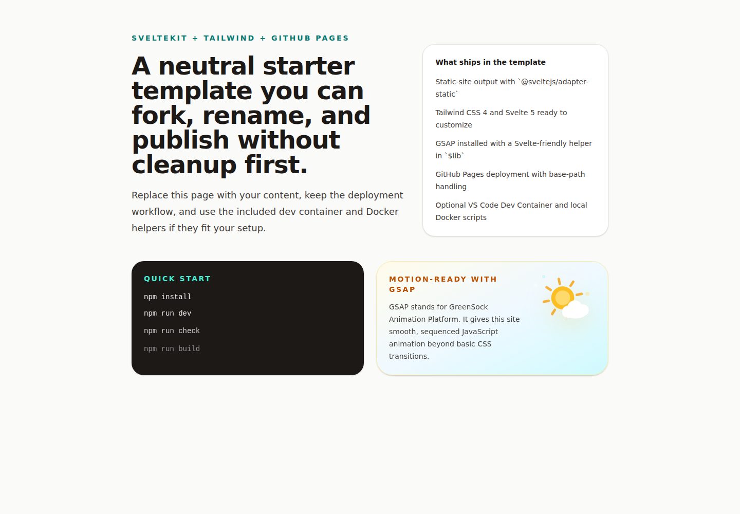 ai-workshop-starter-web-sveltekit-tailwind · Desktop homepage