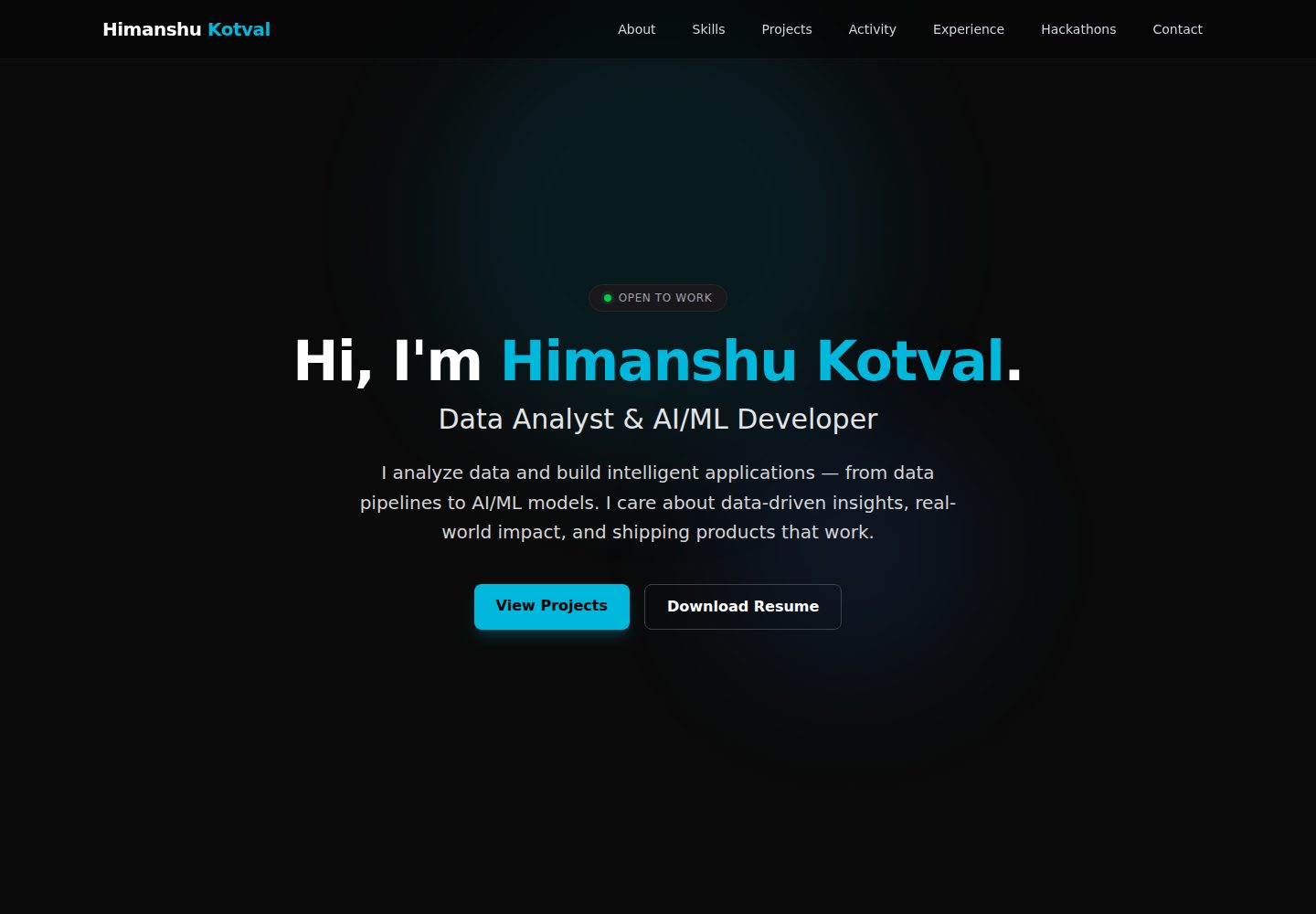 Portfolio-Website- · Desktop homepage
