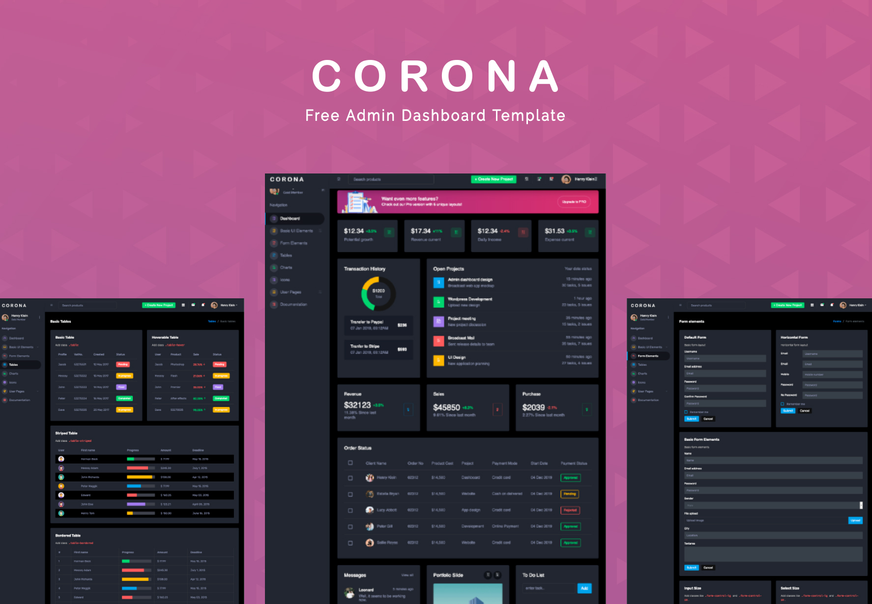 corona-free-dark-bootstrap-admin-template 网站模板截图