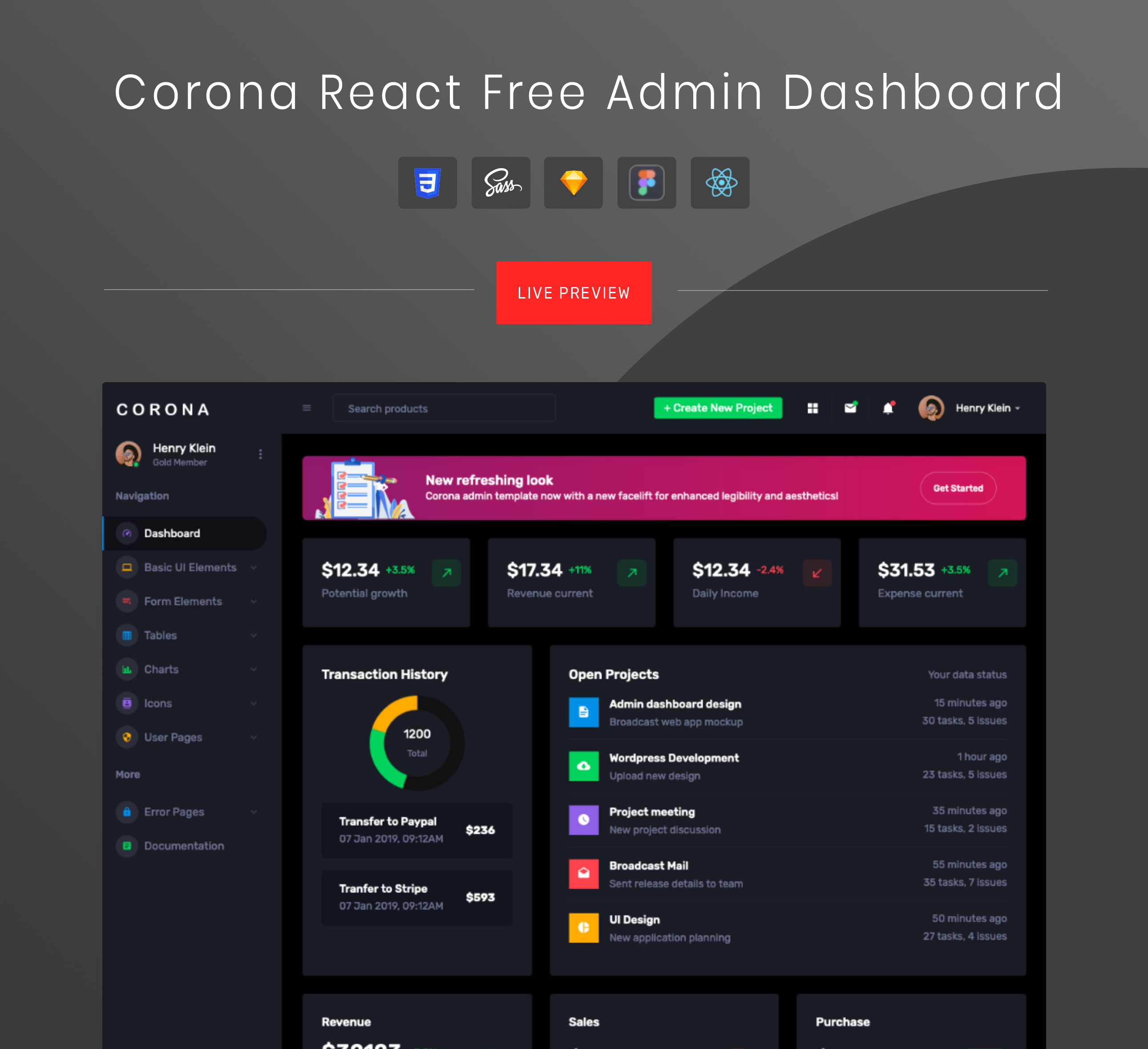 corona-react-free-admin-template 网站模板截图