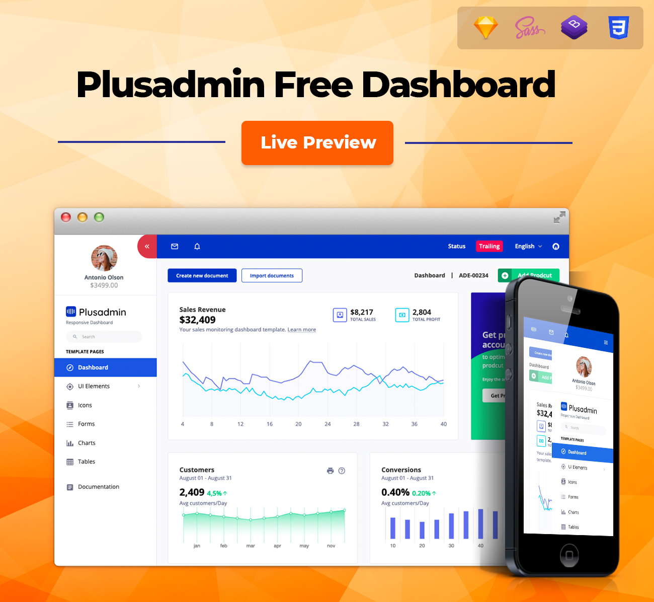 PlusAdmin-Free-Bootstrap-Admin-Template 网站模板截图