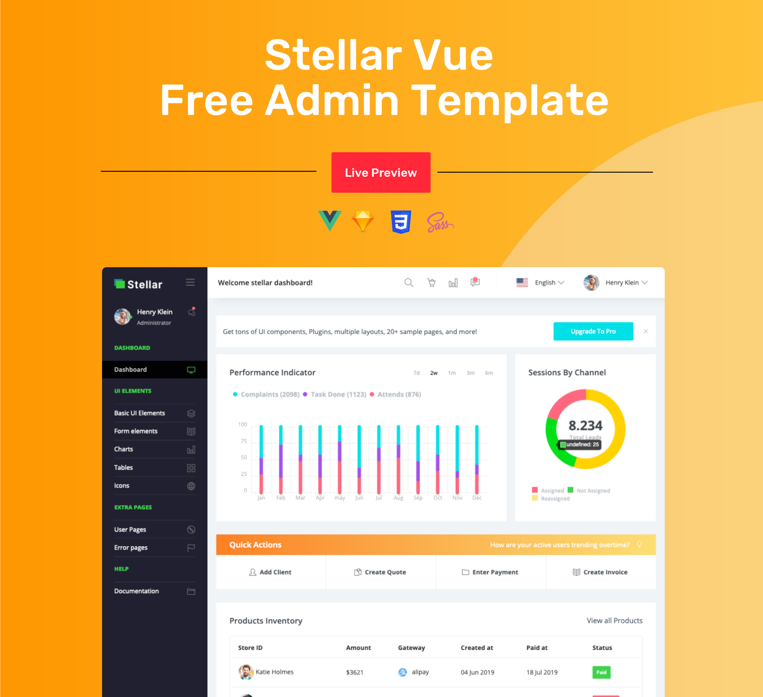 stellar-admin-vue-free 网站模板截图