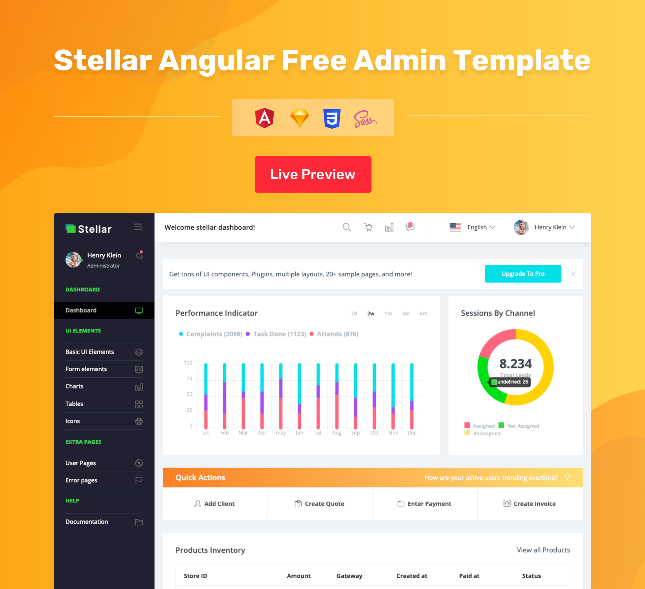 stellar-angular-free-admin-template 网站模板截图