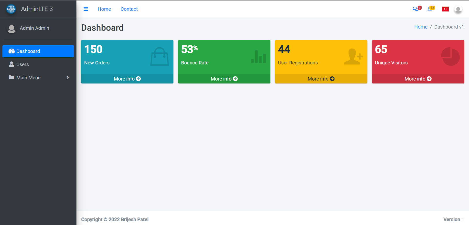 Angular-AdminLTE 网站模板截图