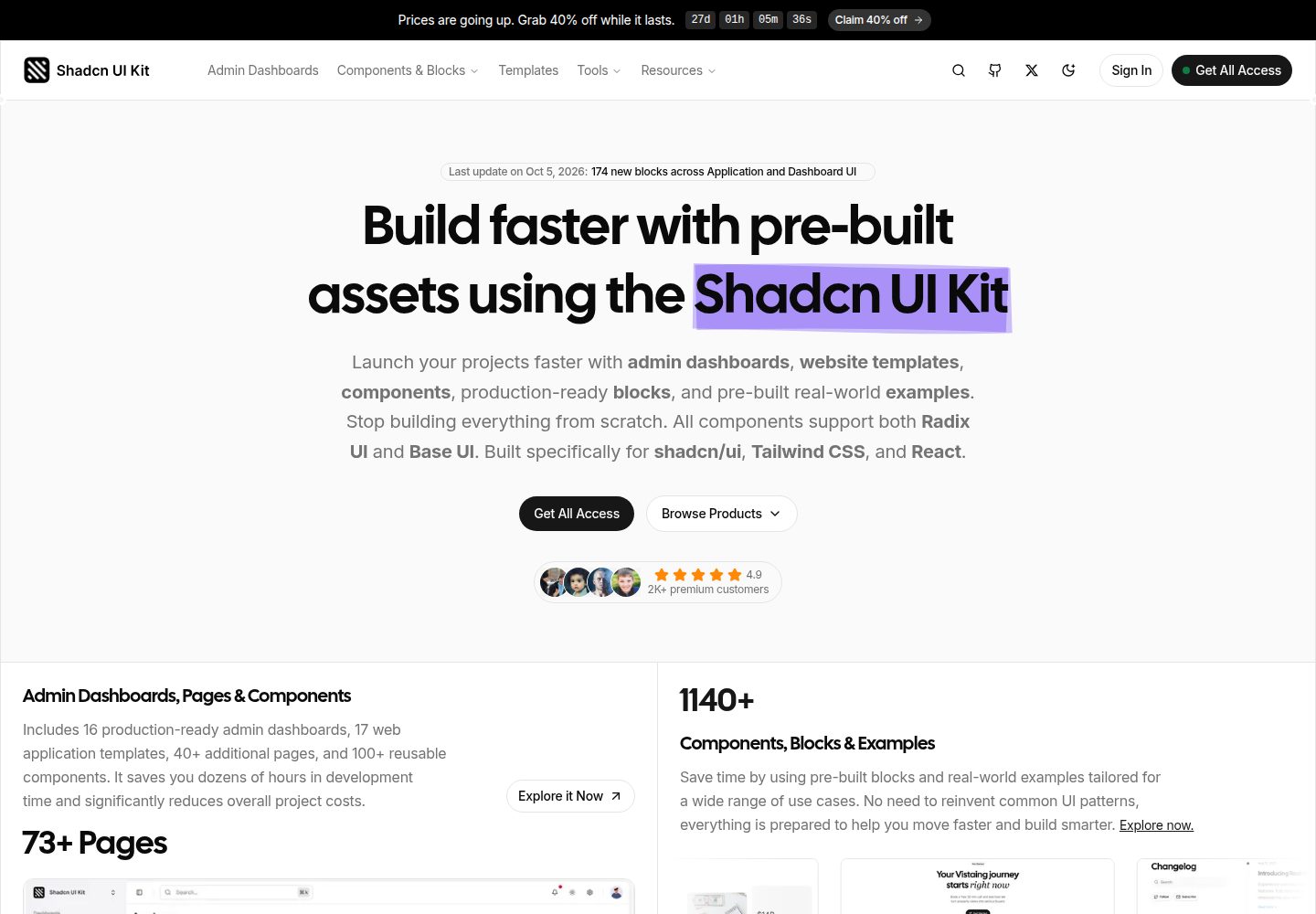 shadcn-ui-kit 网站模板截图