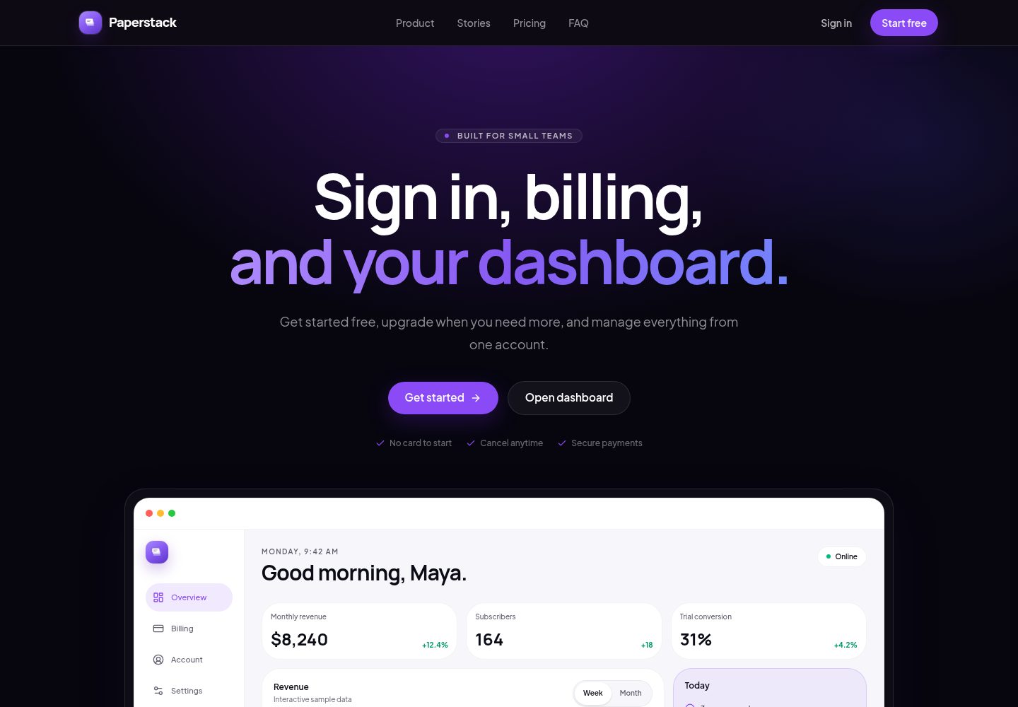 saas-starter-nextjs 网站模板截图